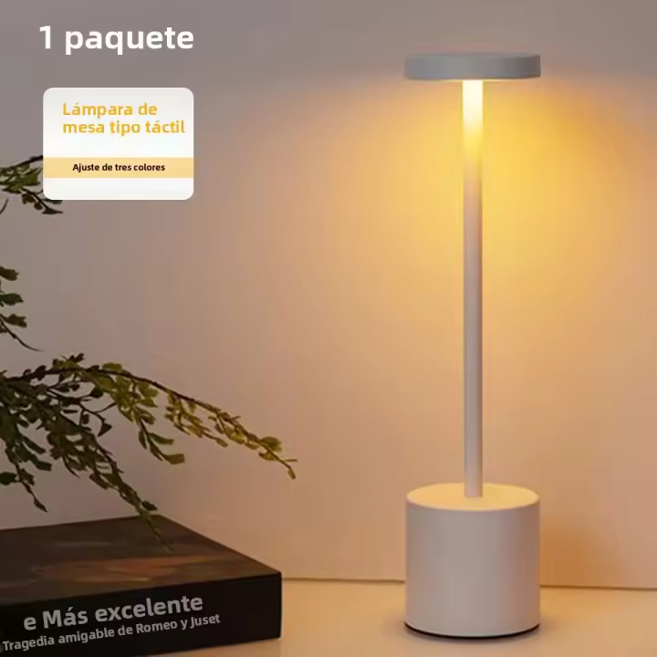 Lámpara De Mesa LED Recargable 4W Con Carga Tipo-C Luz Ambiental Creativa De Tres Colores Metal Toque Iluminación Barra Decorativa Para Habitación - 1