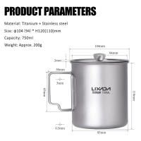 Lixada Taza De Café De Titanio 750ml Con Tapa Para Preparación De Café French Press Y Uso En Camping Y Cocina Al Aire Libre - details 6