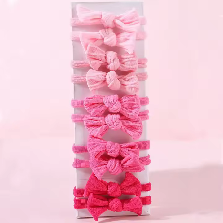 10Pcs/set Cinturones De Cabello Para Mujeres Y Niñas Con Lazo Colorido 4CM Elásticos Accesorios De Cabello Fashion Para Niñas Regalo - 1