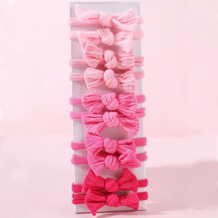 10Pcs/set Cinturones De Cabello Para Mujeres Y Niñas Con Lazo Colorido 4CM Elásticos Accesorios De Cabello Fashion Para Niñas Regalo - 1