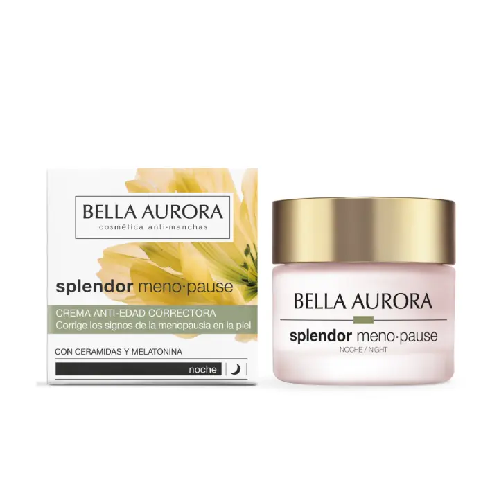 Bella Aurora Splendor Menopause Noche | Crema antiedad correctora para piel madura | Regenera durante la noche, reduce arrugas, aporta firmeza y densidad | Con ceramidas y melatonina | 50ml - 1