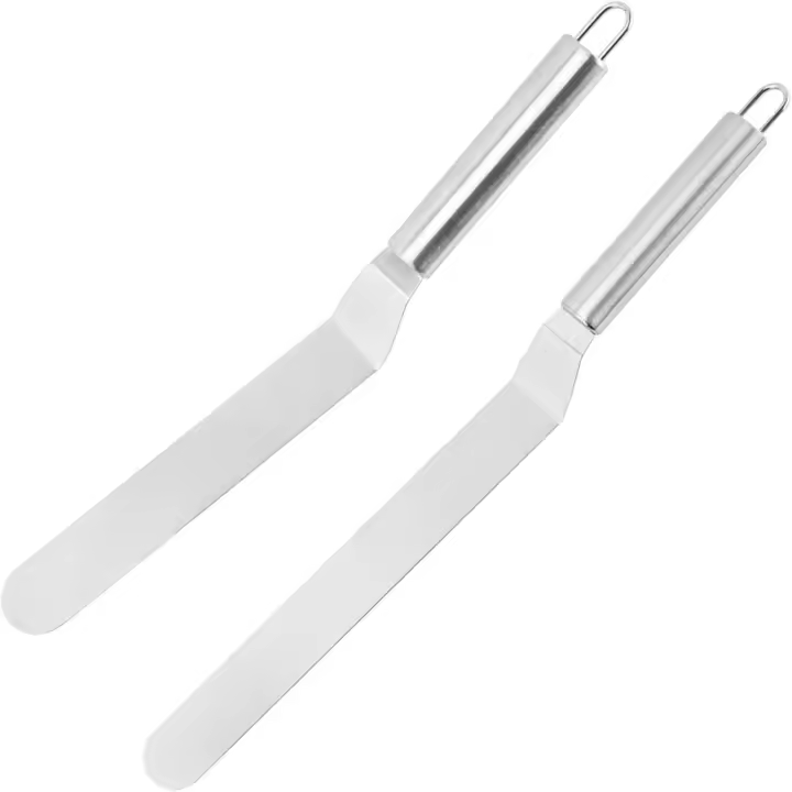 Espátula de pastelería, espátula en ángulo de pastelería, espátula de pastel para hornear, raspador de pastel, juego de espátula de pastel en ángulo de acero inoxidable de 8/10 pulgadas para hornear - 1