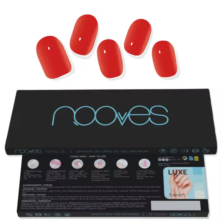 NOOVES NAILS Láminas de Uñas de Gel Precurado Premium - Piccante - Rojo  Tiras De Uñas De Gel semicurado Pegatinas Uñas Semipermanente en Gel Gel Nail stickers Uñas de gel Pegatinas - 1
