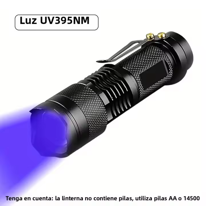 Lámpara De UV LED Mini Torchta Ultravioleta 395nm Impermeable De Aleación De Aluminio Para Verificación De Marcadores Y Detectores De 3 Modos - 1