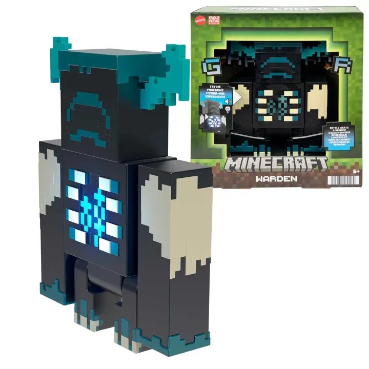 Minecraft Warden Figura de acción deluxe grande con luces y sonidos. juguete +3 años (Mattel HHK89) - 1