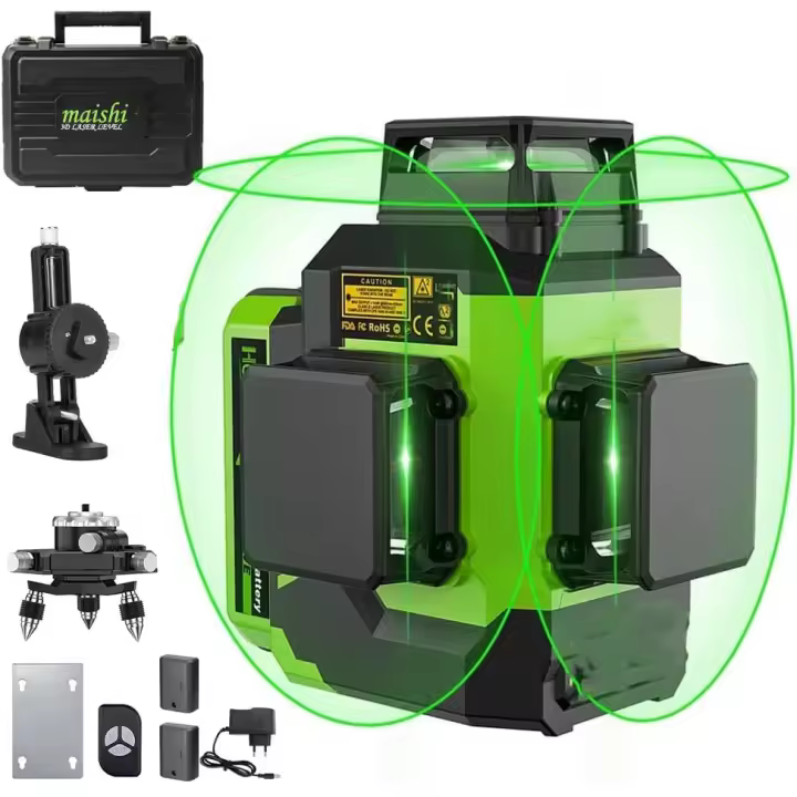 Nivel Laser Autonivelante 360 grados, 12 Líneas Cruzada con Función de Autonivelación y Pulso, 3D Nivelador Láser 30M, Batería de litio, CableType-C, Base Magnética, Estuche Rígido - 1