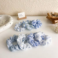 Set De Cinturones Elásticos Para El Cabello En Azul Y Blanco Con Estilos Chequered Polka Dot Floral Y Plisados Para Niñas Adecuado Para Moños Y Travadas - details 1