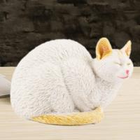 Estatua de gato durmiendo para jardín, adorable minigatito, figura de plástico, adorno de animal para jardín, decoración de patio trasero al aire libre - details 2