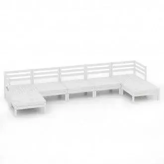 VIDAXL 3083345 juego de muebles de jardín de palets con 7 piezas de madera maciza pino blanco vida xl - 1