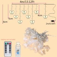 Luz De Cadena De Hielo LED 4M Con Mariposa USB Para Decoración De Navidad Pared Terraza Camping Color Blanco Cálido/Multicolor Incluye Control Remoto - details 1