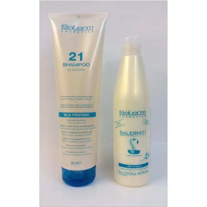 Salerm Cosmetics Pack Salerm 21 Champú Acido Hialuronico 300 ml + Salerm 21 250 ml Silk Protein 🔝 (TOP VENTAS) 🔝 - 1