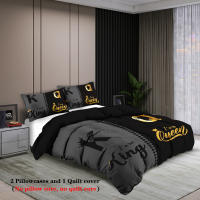 Juego De Cama Moderno 3 Piezas Diseño K Y Q En Negro Y Gris Funda De Almohada Suave Y Cómoda Transpirable Para Dormitorio Y Hotel - details 2