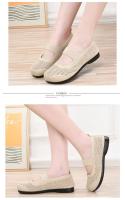 Zapatos Planos Para Mujer Slip on Plegables Con Punta Cuadrada Y Salida Hollow Fashion Casual Para Madres Zapatos Vulcánicos De Tela Algodón - details 7