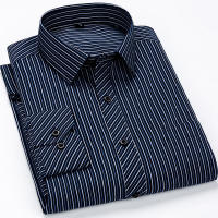 Camisa De Punto De Cuello Encogible Para Hombre Talla Grande Hasta 9XL Estilo Casual Formal Con Rayas Manga Larga Color Variado - details 3