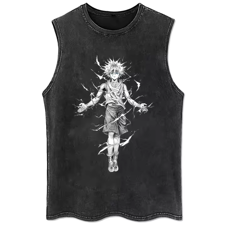 Camiseta De Verano Para Hombres Vintage Harajuku Con Estampado Anime Tees Vest Top Casual Oversized Black T-Shirt Streetwear - 1