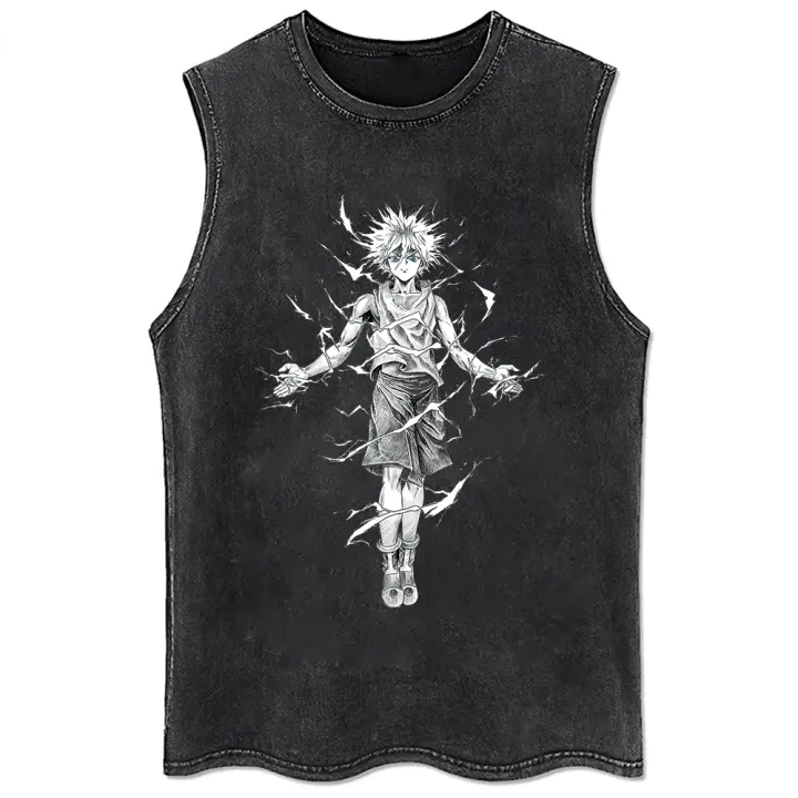 Camiseta De Verano Para Hombres Vintage Harajuku Con Estampado Anime Tees Vest Top Casual Oversized Black T-Shirt Streetwear - 1