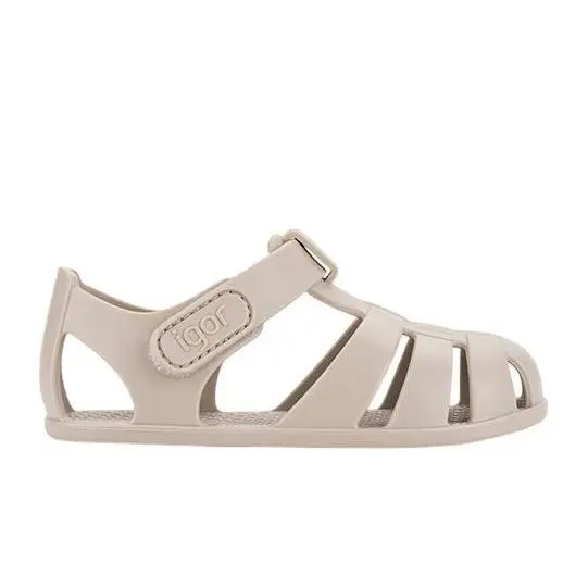 Cangrejeras niña barefoot de la marca Igor modelo Nemo Solid color arena las sandalias respetuosas mas buscadas de Igor made in Spain ideales para piscina o playa con cierre de tira adherente - 1
