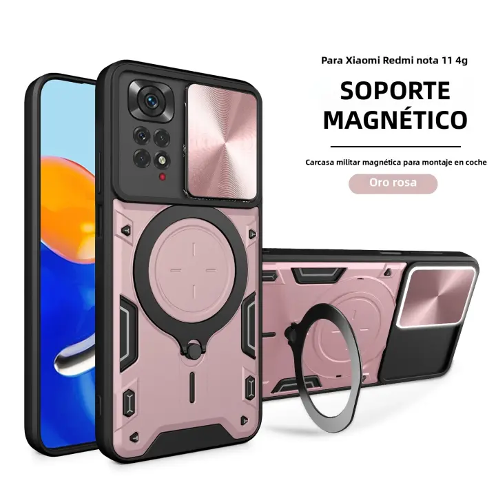 Funda Protectora Magnética Magsafe Para Xiaomi Redmi Note 11 pro 11E pro Con Anillo Metálico Y Protección De Cámara Cubierta Hybrída Para Note 11s 11A - 1
