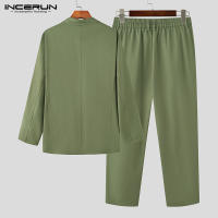 INCERUN Conjunto De Hombre 2024 Estilo Coreano Chaqueta Larga Y Pantalones Casual Streetwear Masculino Dos Piezas S-5XL Solido - details 14