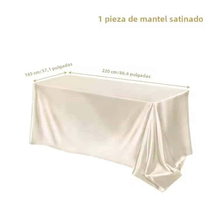 Mantel Rectangular De Seda Blanco Rosa Color Sólido Brillante Y Suave Para Bodas Y Fiestas Suministros De Mesa Decoración - 1