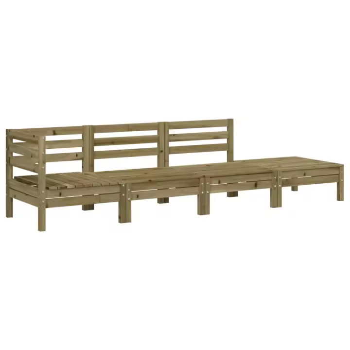 vidaXL Sofá de jardín de 4 plazas madera maciza de abeto Douglas Marrón cera, Douglas natural, Impregnado natural Conjunto Terraza Muebles Jardín Exterior Juego de Muebles de jardín Mueble Jardín Exterior Muebles de Salon Exterior - 1