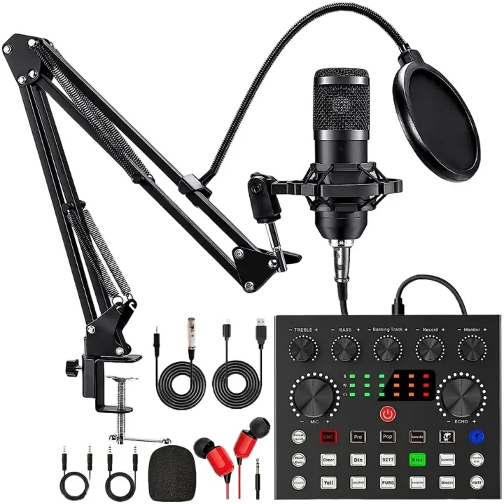 BM800 V8 Tarjeta De Sonido Profesional Micrófono De Condensador Para Estudio Cantar Karaoke Podcast Grabación Streaming Vivo - 1