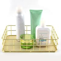 Cesta De Almacenamiento Para Maquillaje Y Oficina En Metal Oro Nórdico Organizador De Escritorio Para Brochas Y Cosméticos Ecológico - details 0