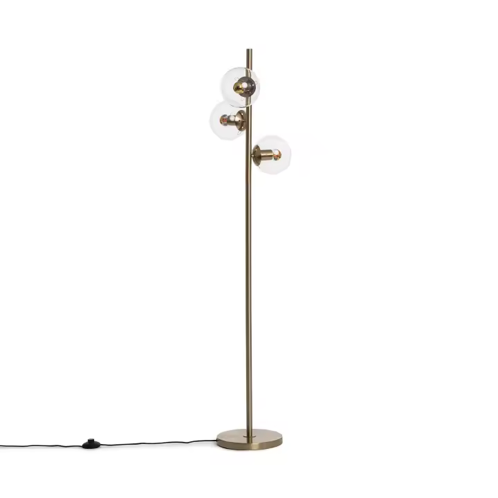 Ledkia Lámpara de Pie Metal y Cristal Moonlight Clear 3 Focos Transparente - 1