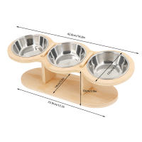 Alfombra De Comida Y Agua Para Gatos Con 3 Cuencos Incluidos Soporte De Madera Elevado Con Inclinación De 15 Grados Para Perros Recién Nacidos Material De Acero Inoxidable - details 8