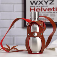 Botella De Vino Portátil De Acero Inoxidable 304 Flasque Ruso En Forma De Calabaza Con Funda Para Copa Ideal Para Actividades Al Aire Libre Y Deportes - details 2