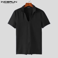 Camiseta De Hombre INCERUN 2024 Con Diseño De Rayas En La Parte Inferior Estilo Casual Manga Corta Cierre Pull on Tallas S-2XL - details 5