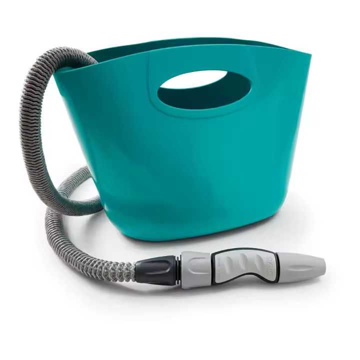 Kit manguera extensible aquapop 15m con cesta de plástico color azul gf80267600 gf - 1
