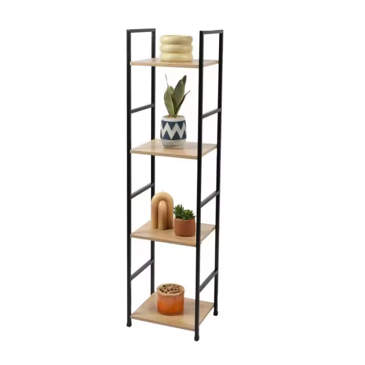 STARLEY-ESTANTERÍA ESCALERA METAL NEGRO Y MADERA 4 NIVELES 29X23,5X112CM - 1