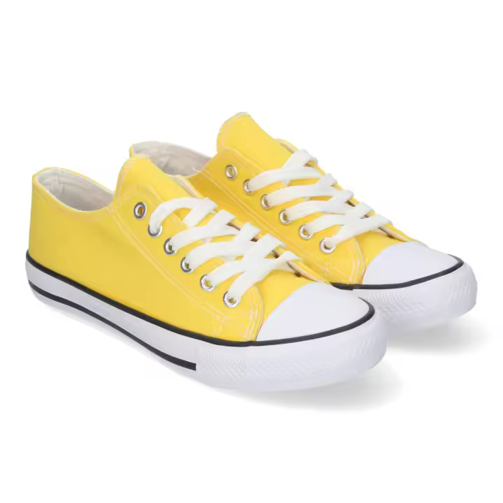 PuntoSalao Zapatillas planas cómodas estilo bamba lona mujer amarillo FG-2913 - 1