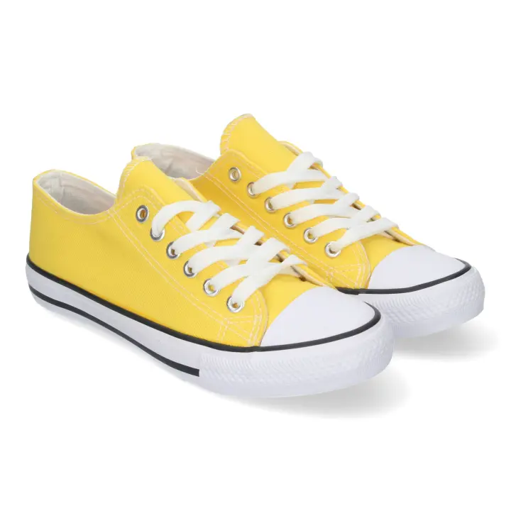 PuntoSalao Zapatillas planas cómodas estilo bamba lona mujer amarillo FG-2913 - 1