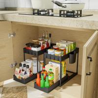 Organizador De Baño Bajo El Grifo Ecológico Con Dos Cajones Deslizantes Y Estantería Multifuncional Para Cocina Almacenamiento De Utensilios De Cocina - details 1