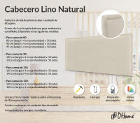 DHOME Cabecero de Lino Natural Liso con Ribete Cabezal Tapizado Cama Dormitorio Moderno Top Trending (Beige Lino) - details 1