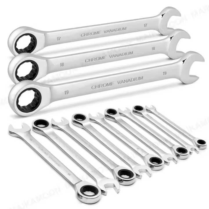Llave De Eje Fijo De 6-24mm Métrica Acero Cromo Vanadio 12 Puntos Con Llave De Ratón De 72 Dientes Y Cabeza Abierta Herramienta Multifuncional Antideslizante - 1