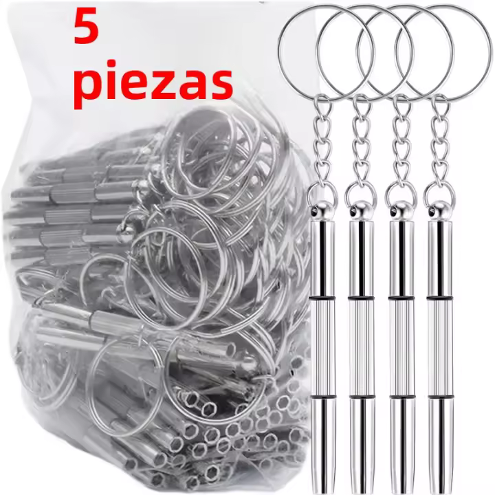 Kit De Reparación De Gafas Con Destornillador Y Llavero Herramientas Precision Portátiles Para Relojes Y Gafas Material De Acero Inoxidable Tamaño Único Color Plata - 1