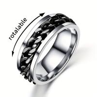 Anillo De Acero Inoxidable Para Hombre Con Cadena Giratoria Moderno Anillo De Dedo Casual Joyería Accesorio Masculino Regalo - details 6