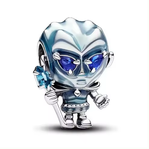 Juego de Tronos Dije con diseño de Caminante Blanco en Plata de Lei with Cristal Verde Helado, Azul Estilar y esmalte Azul Claro, Viene con El embalaje de Caja de Giunte original. - 1
