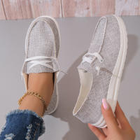Zapatos Deportivos Casuales Para Mujer Ligeros Y Antideslizantes Zapatillas Planas Con Cordones Para Exteriores Zapatos De Mezclilla - details 5