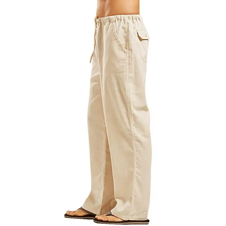 Pantalones Casual Para Hombre De Talla Grande With Belt Elástica Largos Y Ligeros Estilo De Calle Pantalones Rectos Para Primavera Y Verano - 1