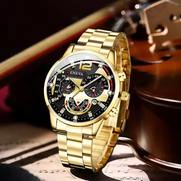 Reloj De Pulsera De Lujo Para Hombre En Acero Inoxidable Con Calendario Y Luz Luminosa Reloj De Cuarzo Moda Casual Para Negocios - 1