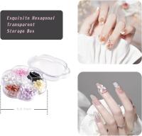 Juego de Adorno para uñas con LZO de Resina 3D y Diamantes de imitación: Diseño de uñas con Lagos Rosas bonitos y Remaches de Colores - details 1