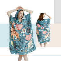 Poncho Toalla Rápida De Secado Microfibra Ropa De Baño Para Adultos Toalla De Playa Con Capucha Para Natación Y Cambio - details 1