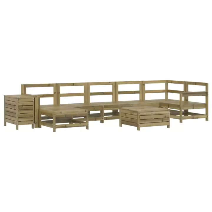 vidaXL Juego de sofás de jardín 9 pzas madera de pino impregnada - 1