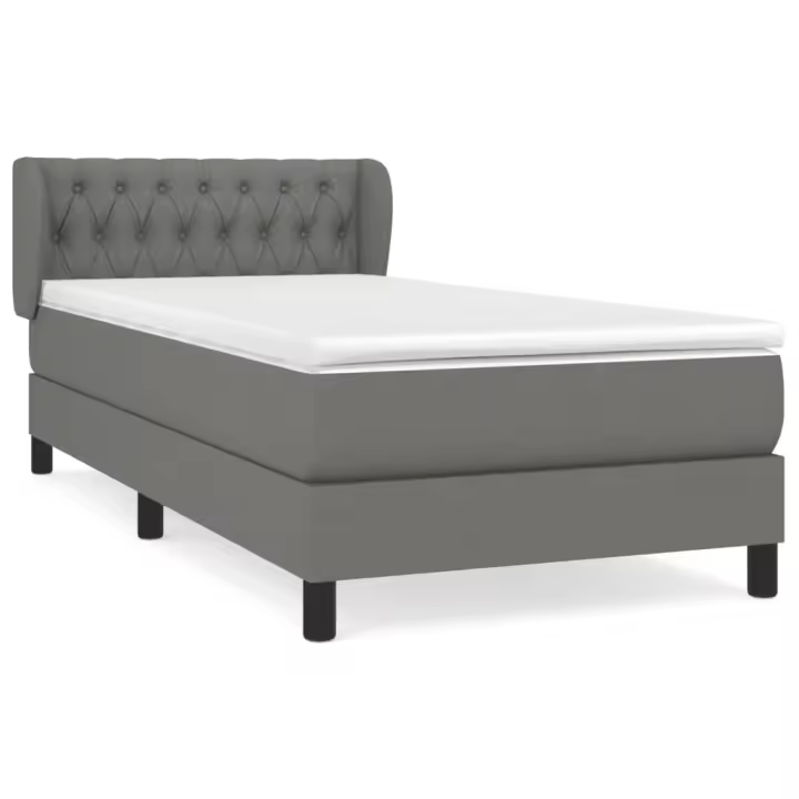 vidaXL Cama box spring con colchón tela gris oscuro 100x200 cm - 1