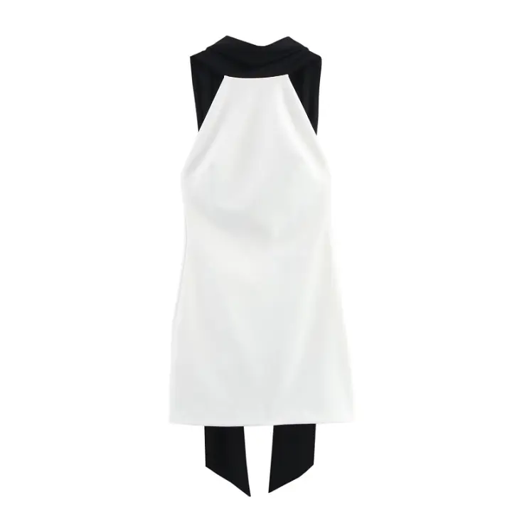 Vestido Corto Blanca Mujer Halter Sin Espalda Elegante Vestido De Fiesta Para Mujer off Shoulder Mini Vestido Polyester Suelto - 1