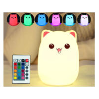 Lámpara nocturna infantil animales – Panda, Conejo o Gatito, Luz quitamiedos con mando a distancia o control táctil - details 6